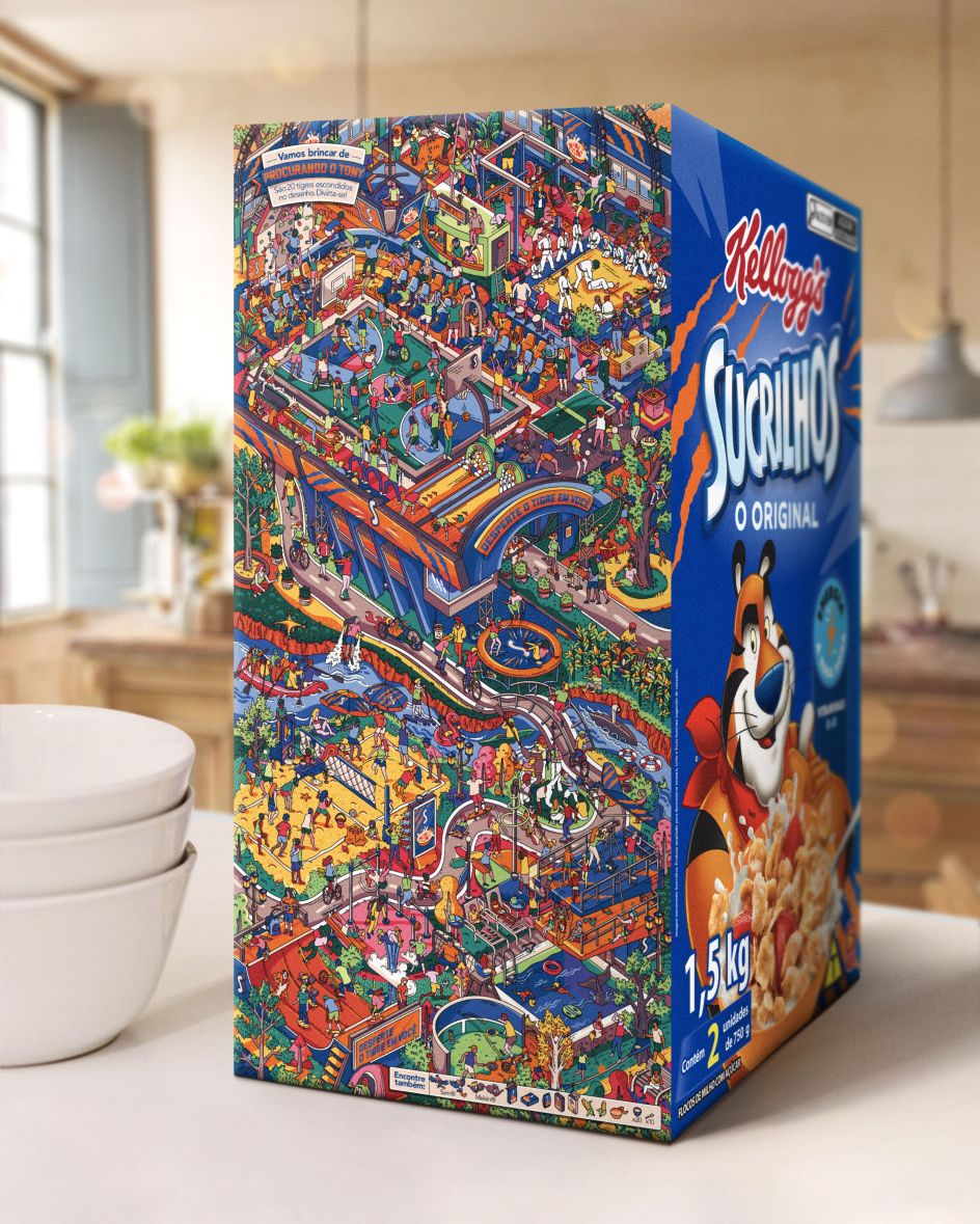 It's GREAT! Mauro Martin's cereal box illustration for Kellogg's Brazil.